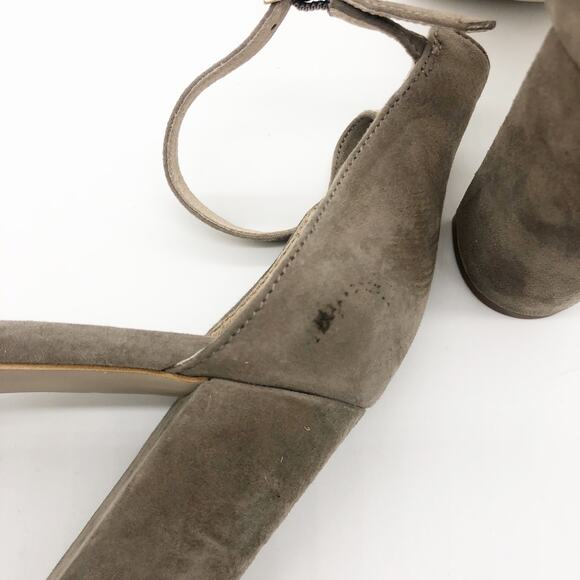 Kate Spade Paulette Bow Heels Size 11 Suede Block Tan Girly Ankle Strap - Picture 7 of 10